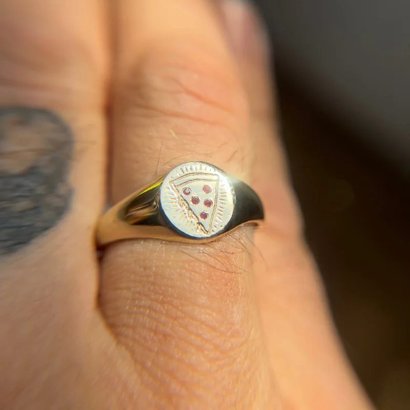 pear-shaped rings for women-Pizza Signet