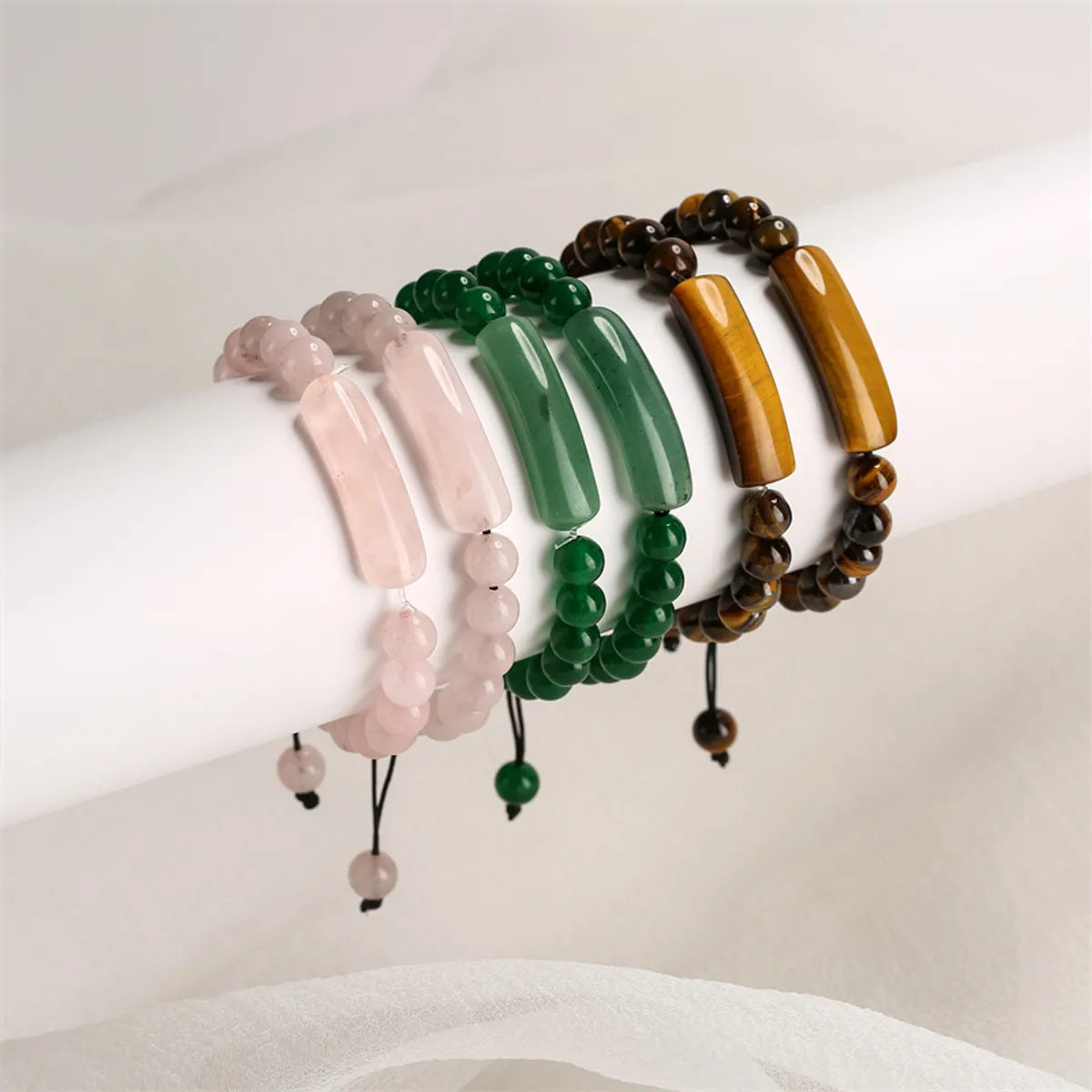 stacking bracelets for women-Retro Geometric Beaded Natural Stone Bracelets 1 Piece