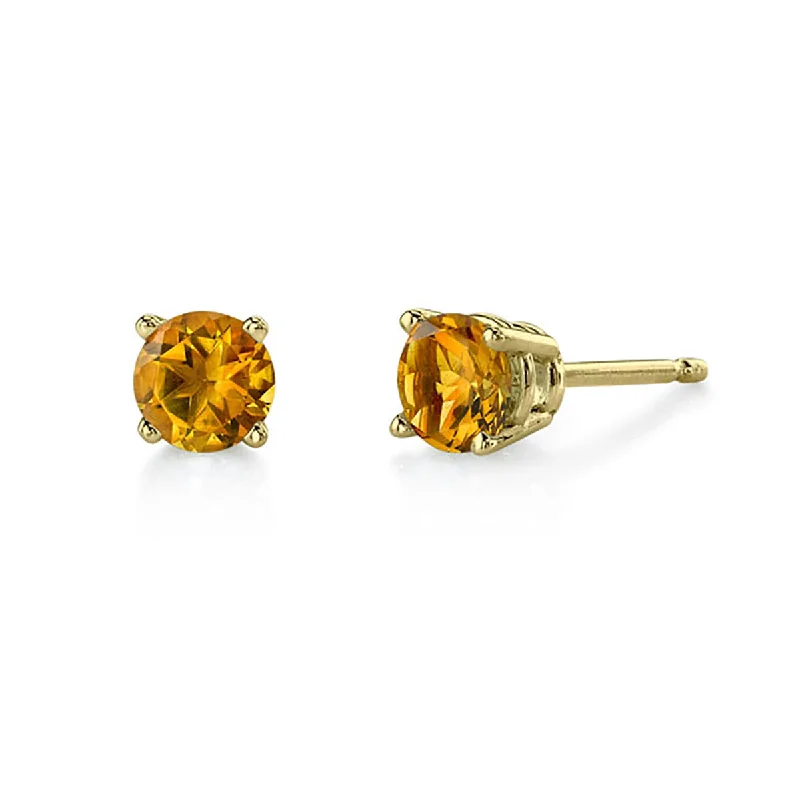 hoop earrings for women-Citrine 5.0 mm 14k Yellow Gold Stud Earrings