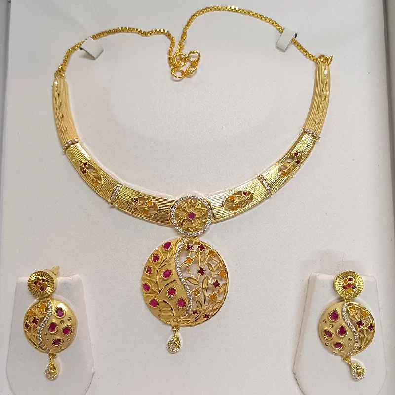 statement necklaces for women-Pari Art Jewellery Forming Gold Necklace Set