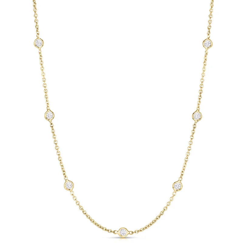 opal necklaces for women-18K Gold Diamond By The Inch Station Necklace