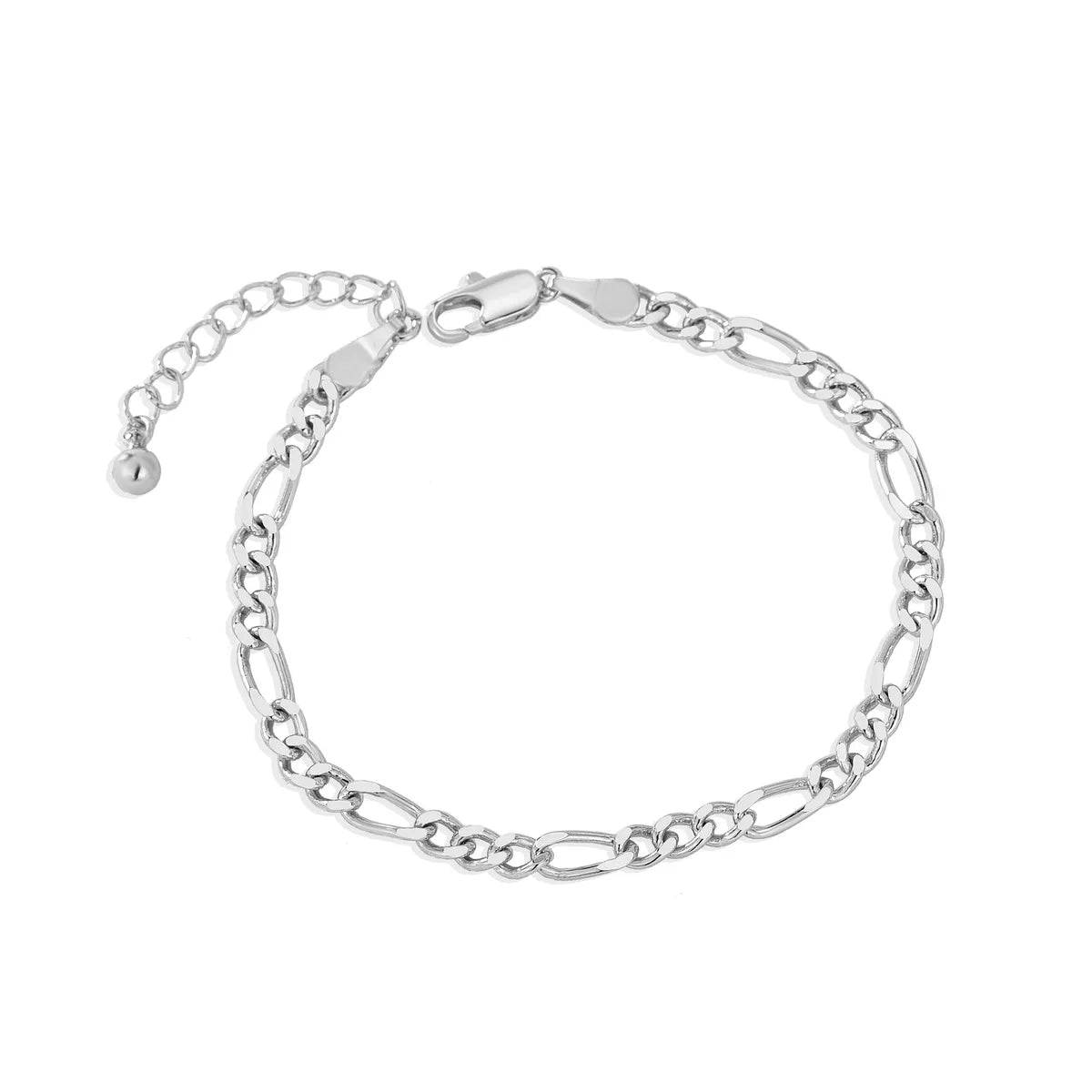 White Gold Color Figaro Bracelet