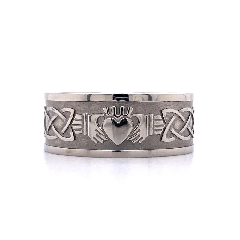 modern engagement rings for women-Lashbrook Titanium Claddagh Wedding Band 9FCLADDAGHCELTIC