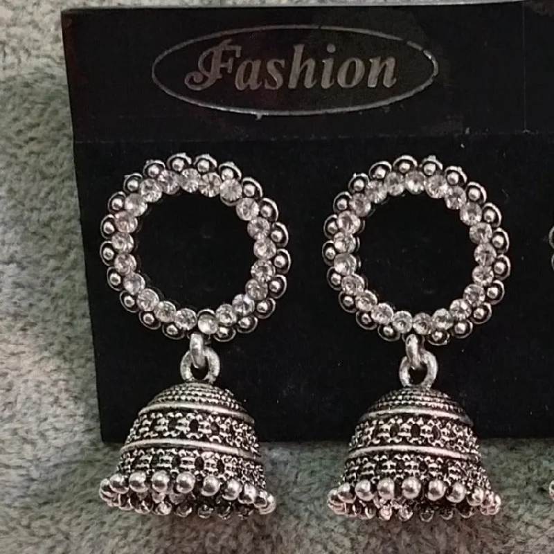 infinity earrings for women-Tahura Oxidised Plated Jhumki Earrings