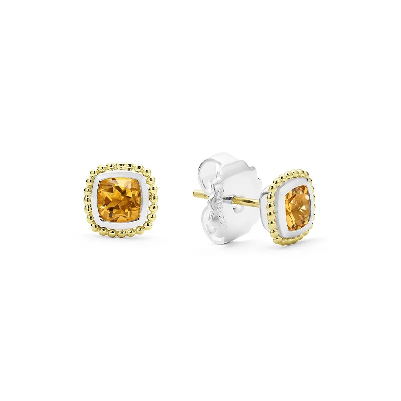 celestial earrings for women-Citrine Caviar Stud Earrings