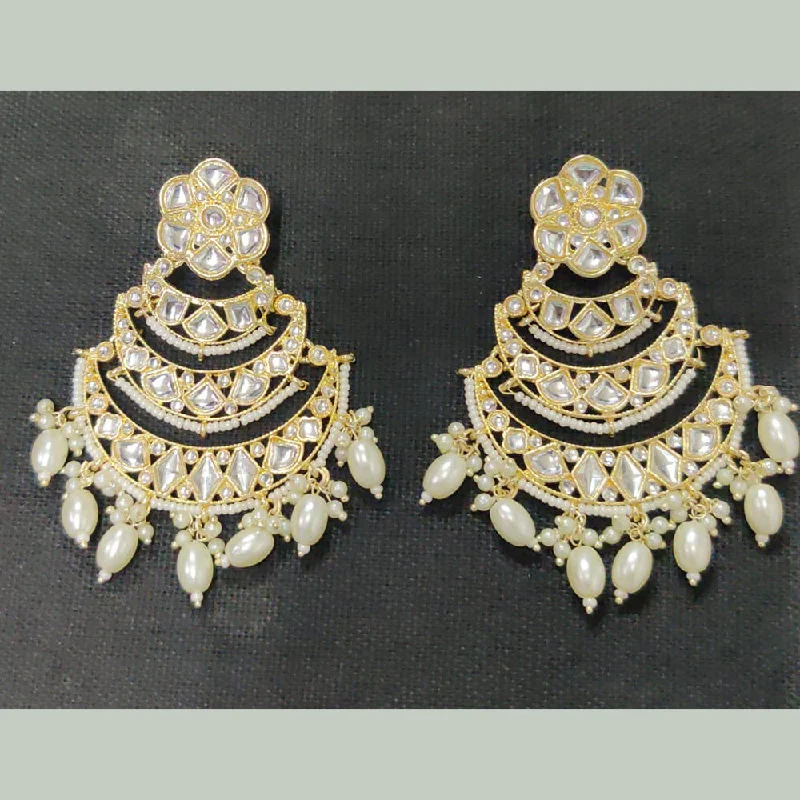 gemstone stud earrings for women-Shreeji Gold Plated Kundan Stone Dangler Earrings