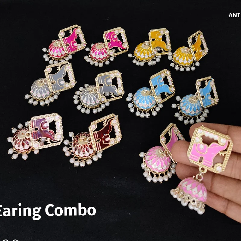 unique earrings for women-Lucentarts Jewellery Gold Plated Jhumki  Earrings Combo