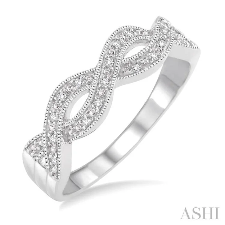 multi-stone rings for women-1/20 Ctw Round Cut Diamond Infinity Ring in Sterling Silver