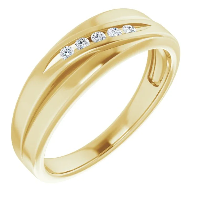 bridal set engagement rings for women-14K Yellow 1.7 mm Round 1/10 CTW Natural Diamond Wedding Band