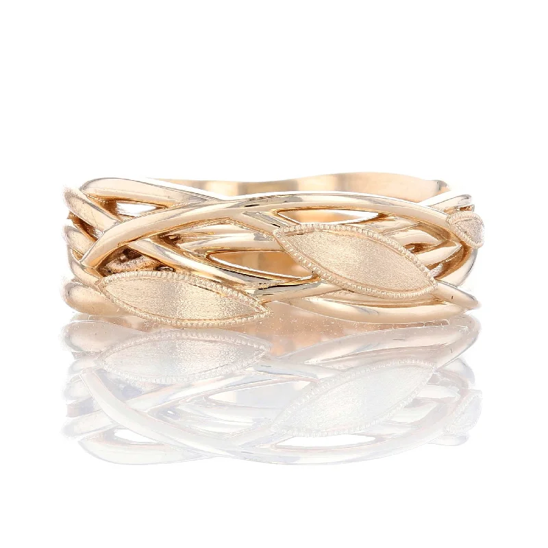 elegant engagement rings for women-Woven Leaf Wedding Band