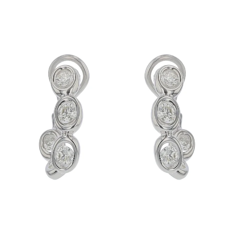 high-quality earrings for women-Oasis 1.57Ct Diamond Curved Earrings in 18K White Gold