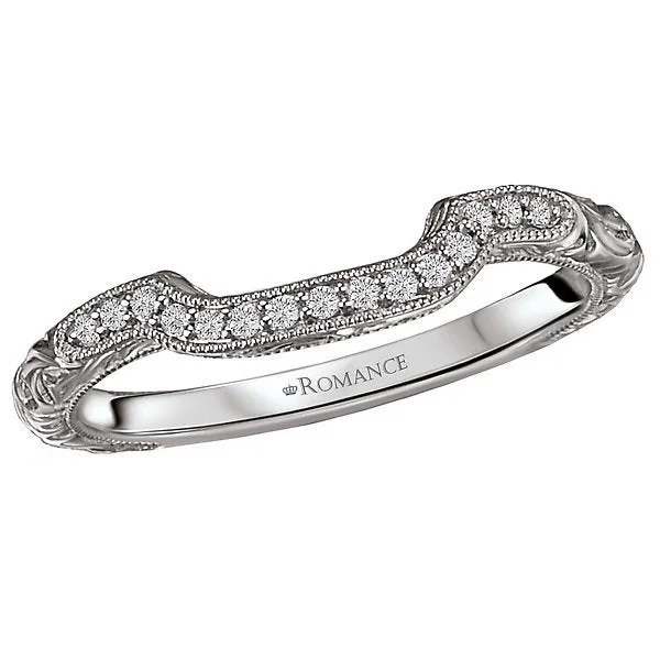 wedding and engagement rings for women-14KT White Gold 1/12 CTW Diamond Vintage Curved Wedding Band