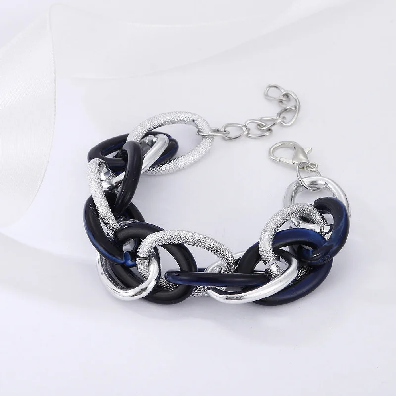 Silver Navy Blue Bracelet