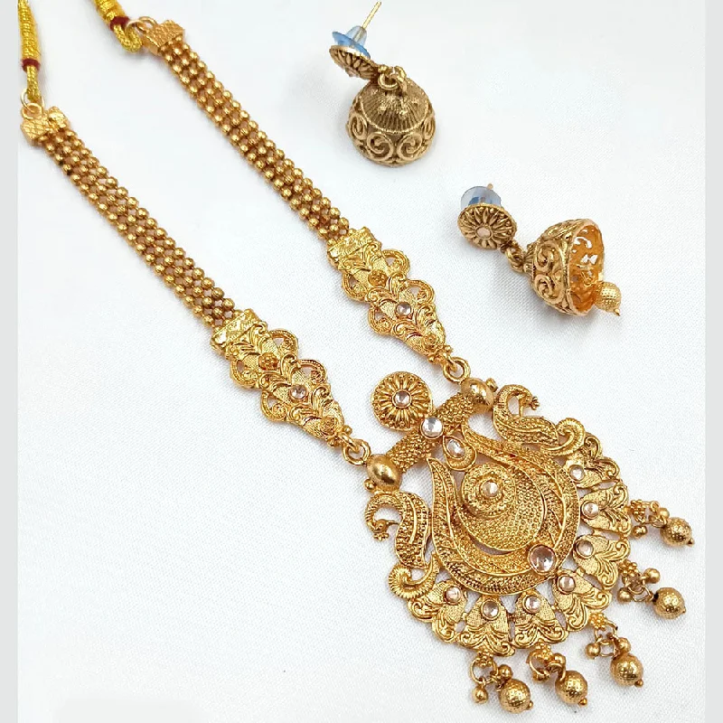 chain necklaces with pendants for women-Padmawati Bangles Gold Plated Pota Stone Necklace Set