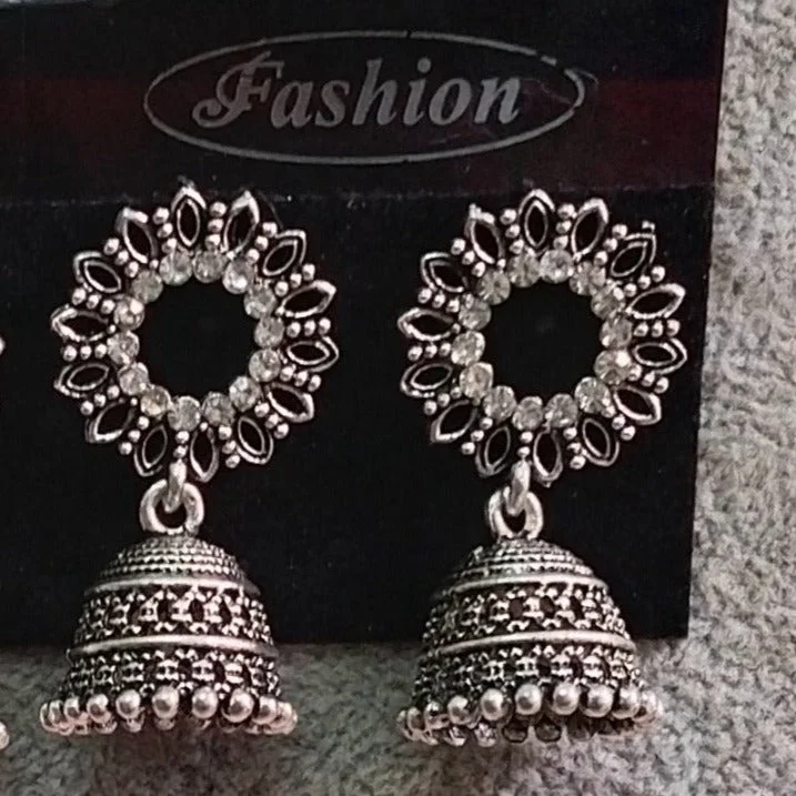 flower stud earrings for women-Tahura Oxidised Plated Jhumki Earrings