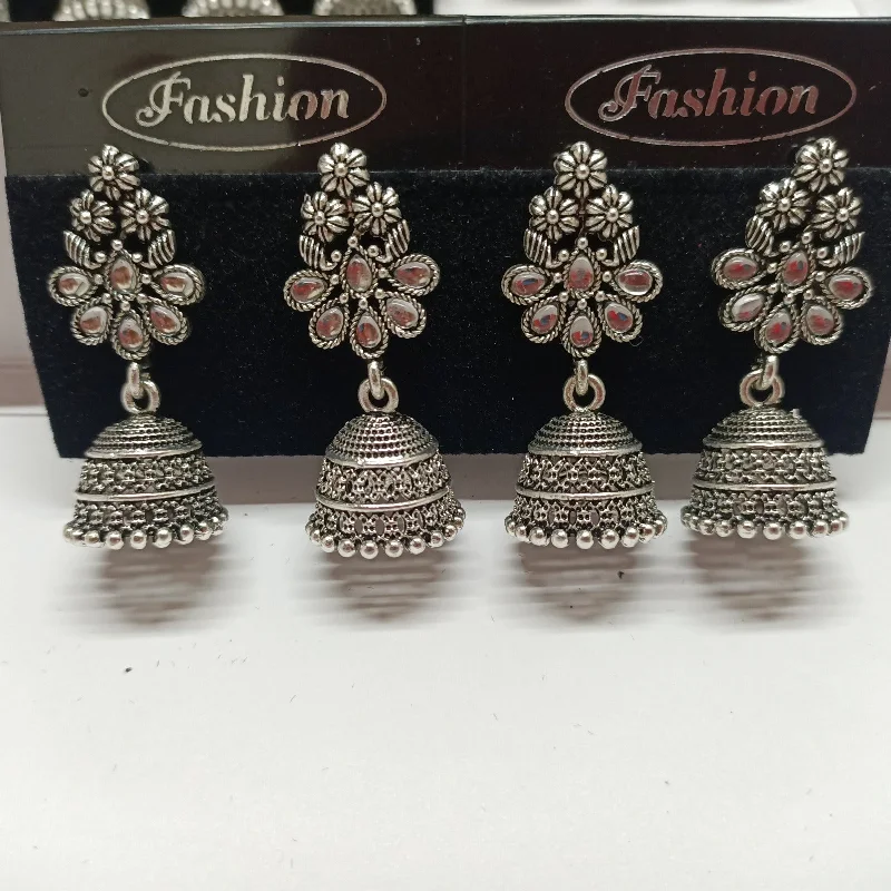 delicate earrings for women-Tahura Oxidised Plated Jhumki Earrings