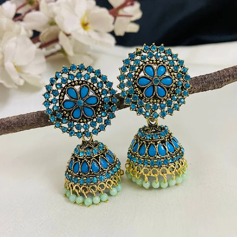 silver stud earrings for women-Subhag Alankar Light Blue Attractive Kundan earrings For Girls and Women