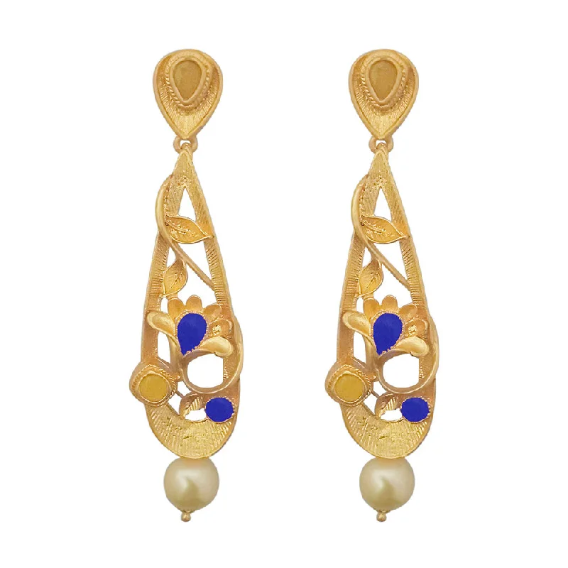 crystal earrings for women-Amina Creation Gold Plated Dangler Earrings