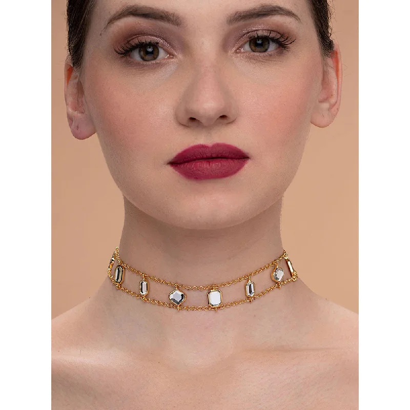 romantic necklaces for women-Isharya Amara CZ Choker Necklace in 18kt Gold Plated