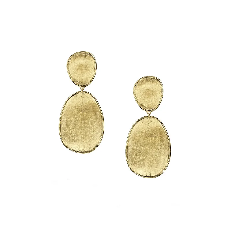 gold plated stud earrings for women-18K Yellow Gold Small Double Drop Earrings