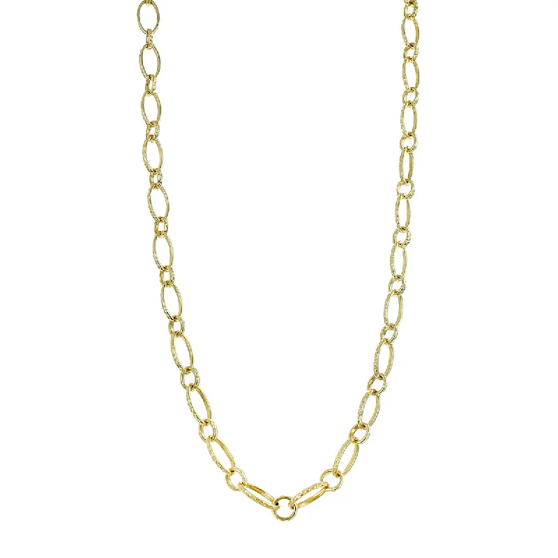 religious necklaces for women-18-Inch 18K Yellow Gold Textured Link Necklace