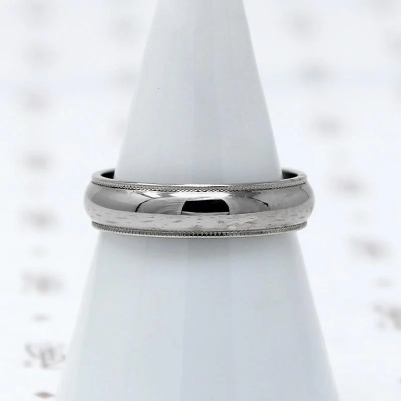 pear shaped engagement rings for women-Classic Wedding Band with Milgrain Detail