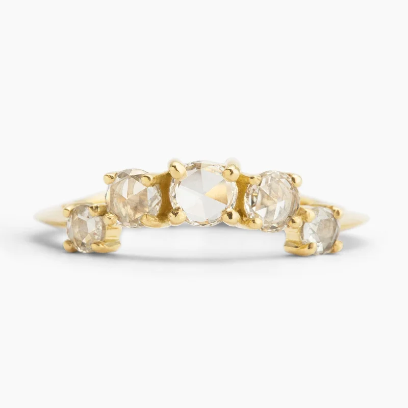 geometric gemstone rings for women-White Diamond Crown Nico Stacker