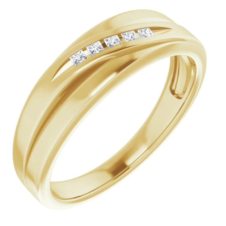 elegant engagement rings for women-14K Yellow 1.5 x 1.5 mm Square 1/8 CTW Natural Diamond Wedding Band