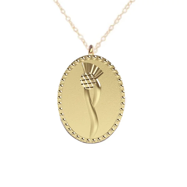 romantic gemstone necklaces for women-SCOTTISH THISTLE FLOW NECKLACE IN YELLOW GOLD