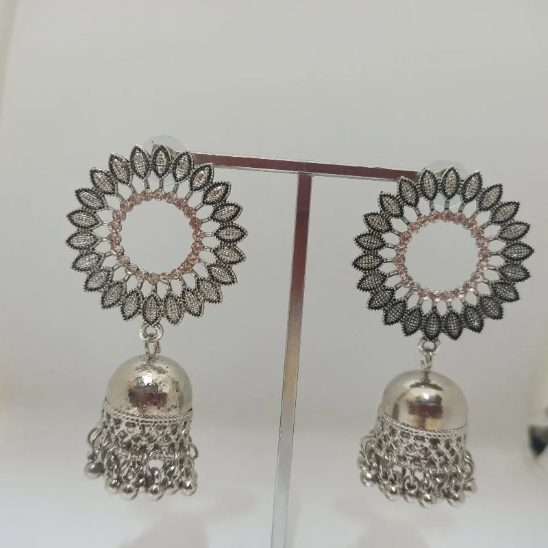 drop diamond earrings for women-Tahura Oxidised Plated Jhumki Earrings