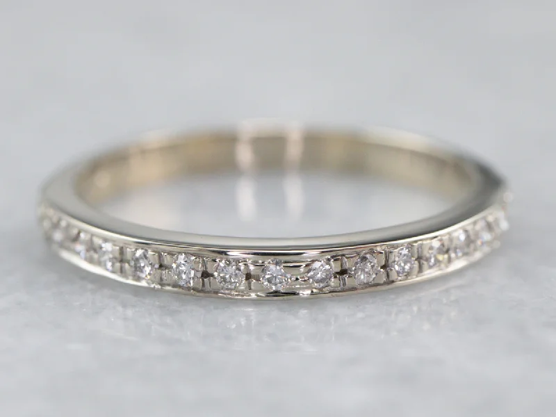 diamond engagement rings for women-Diamond White Gold Wedding Band