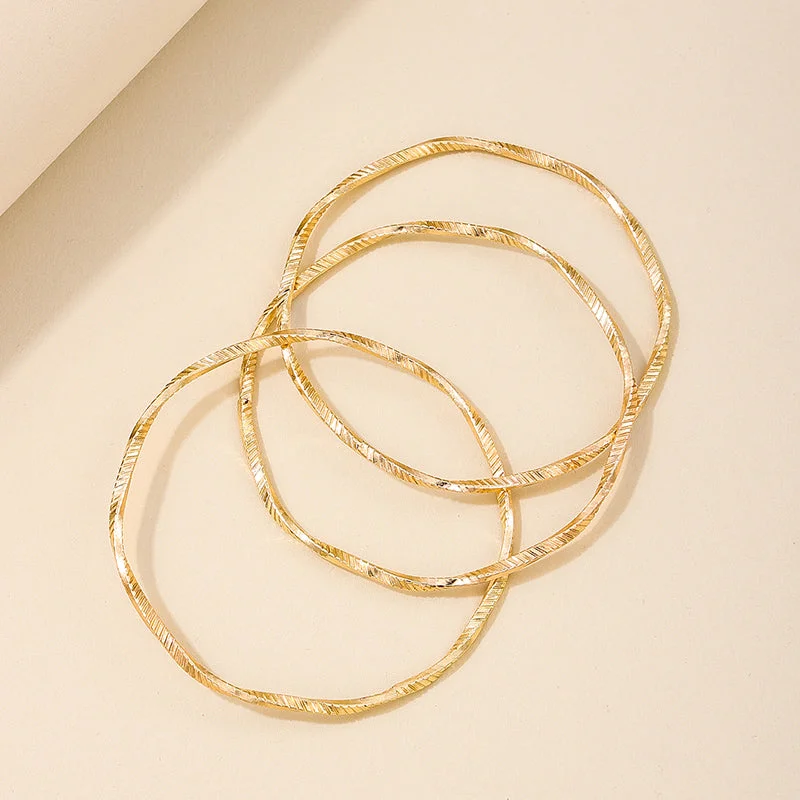 statement bangles for women-Nordic Style Simple Style Round Fine Lines Alloy Wholesale Bangle