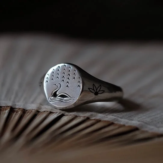 band rings for women-Weeping Willow Signet