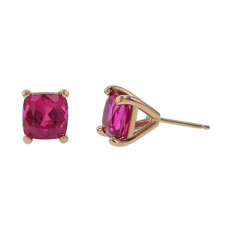 sapphire earrings for women-14K Rose Gold Rubellite Tourmaline Stud Earrings