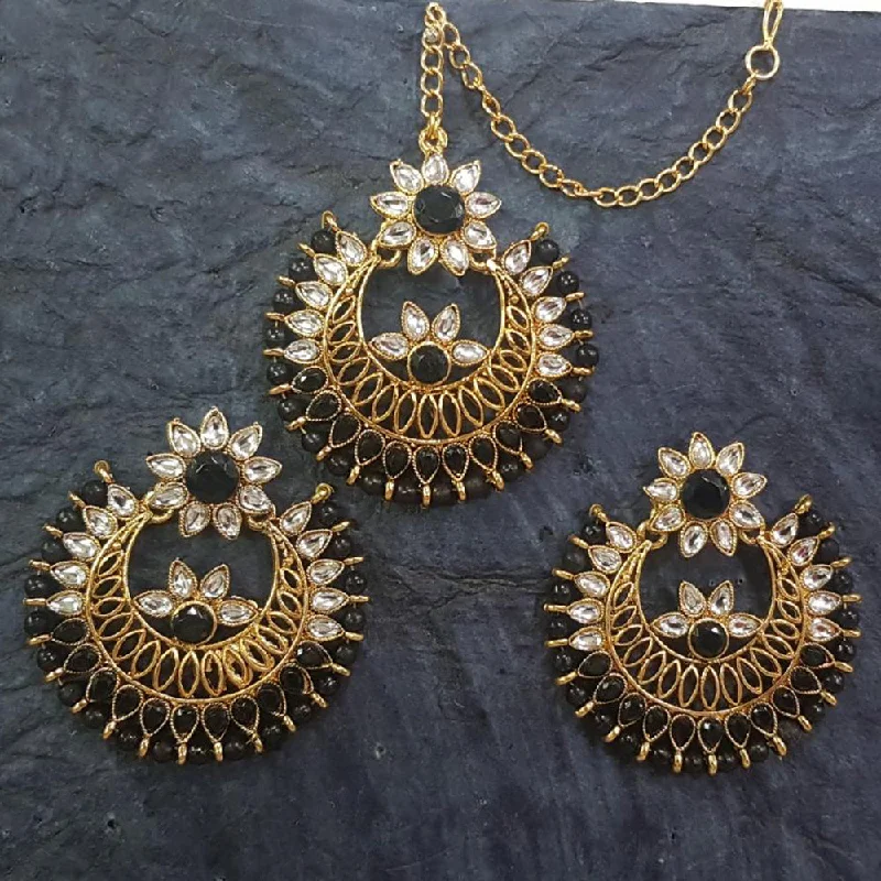 geometric earrings for women-Shreeji Gold Plated Earrings With Mangtikka