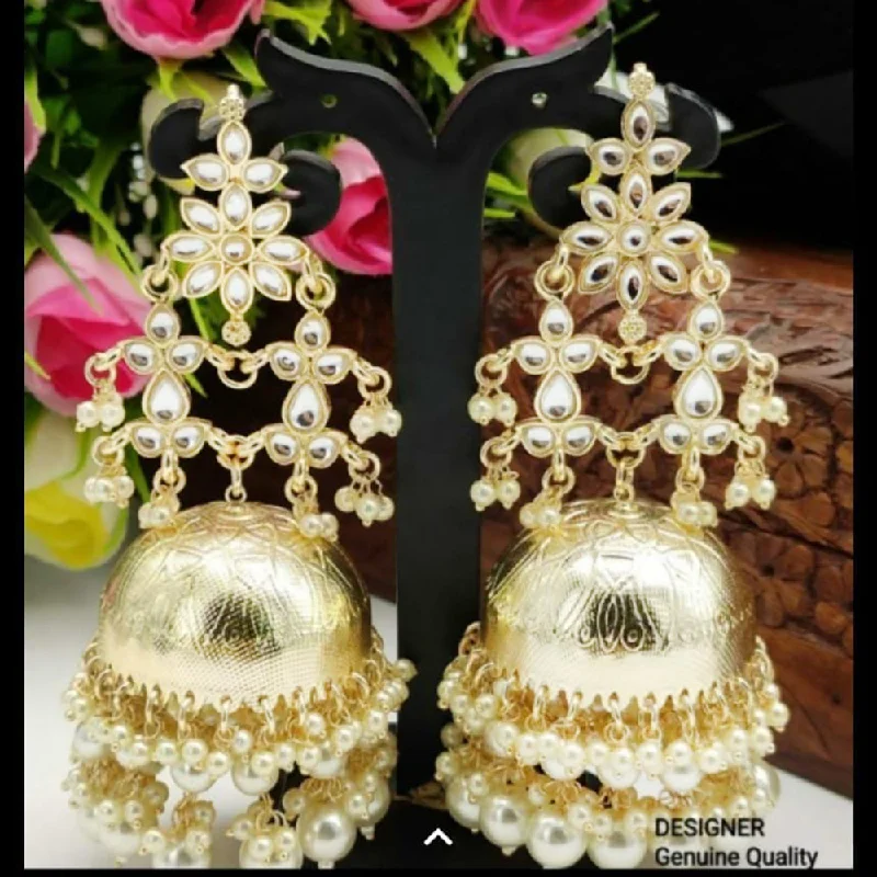 chic earrings for women-Lucentarts Jewellery Gold Plated Jhumki Earrings