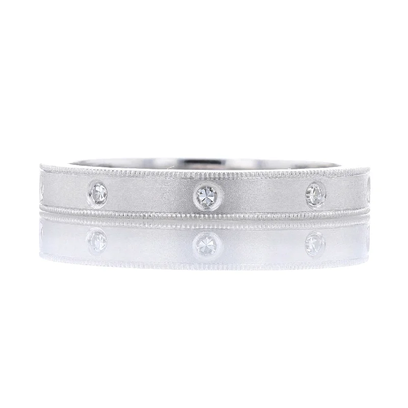 wedding and engagement rings for women-Satin Diamond Eternity Wedding Band