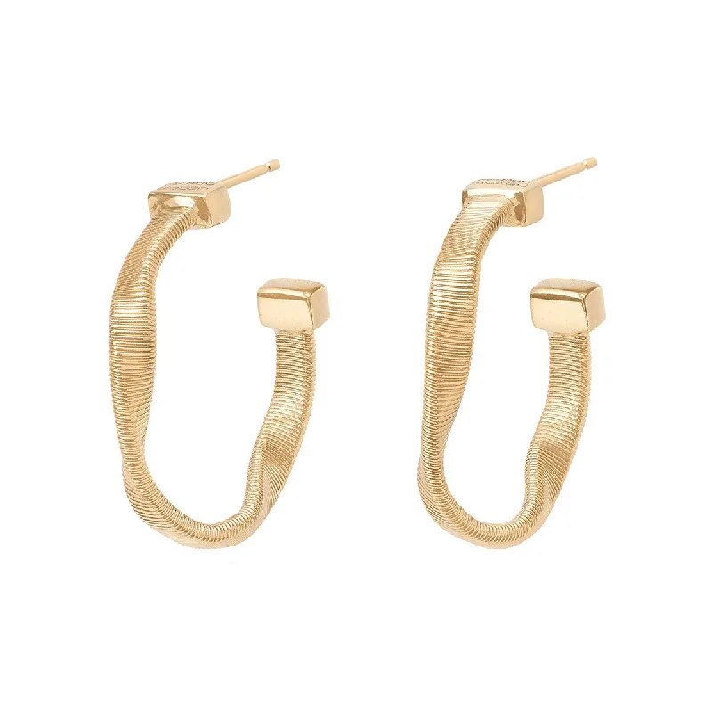 bridal earrings for women-18K Yellow Gold Twisted Hoop Earrings