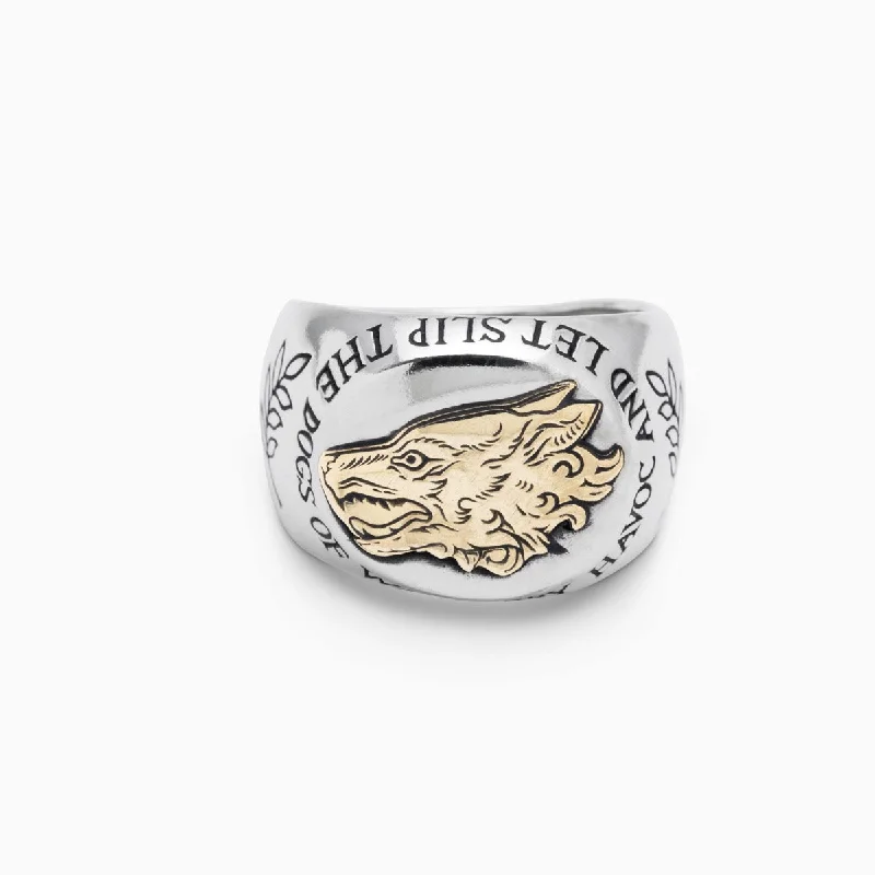 handmade engagement rings for women-Dogs of War Signet