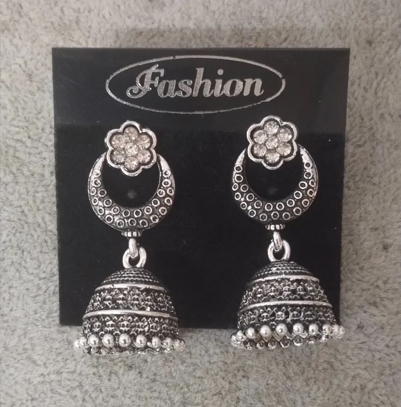 gold dangle earrings for women-Tahura Oxidised Plated Jhumki Earrings