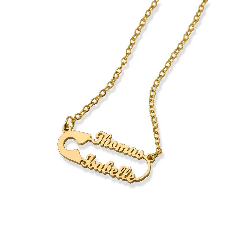 pendant necklaces with diamonds for women-Safety pin necklace gold