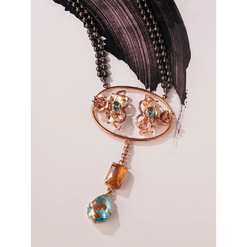 custom engraved necklaces for women-Suhani Pittie Saints And Cider Citrine And Blue Crystal Necklace