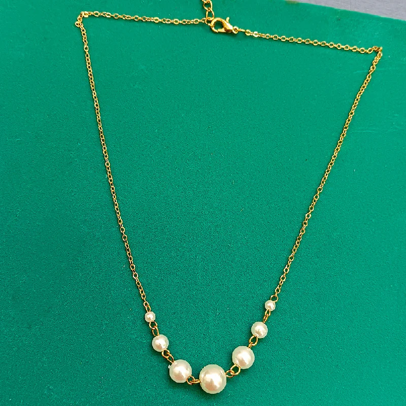 minimalist silver necklaces for women-Infinity Gold Plated Pearl Hypoallergenic Nickel Free Necklace