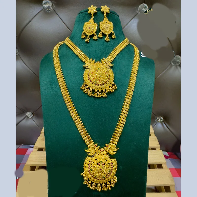 turquoise necklaces for women-Siara Collections Forming Gold Plated Double Necklace Set