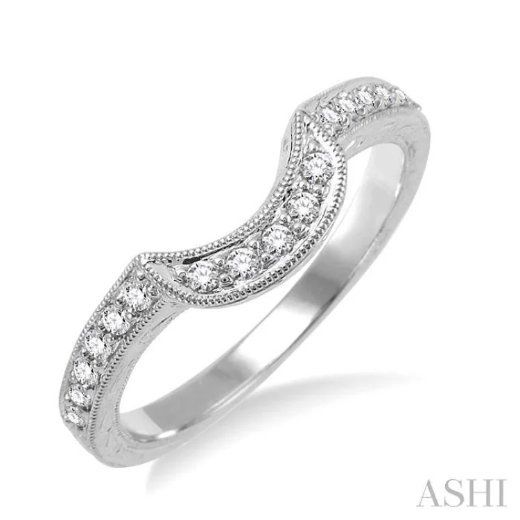 personalized rings for women-1/5 Ctw Diamond Matching Wedding Band in 14K White Gold