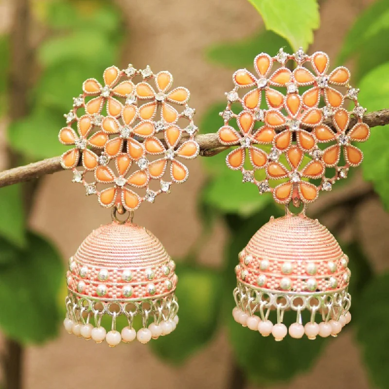 statement gemstone earrings for women-H K Fashion Rose Gold Plated Jhumki Earrings