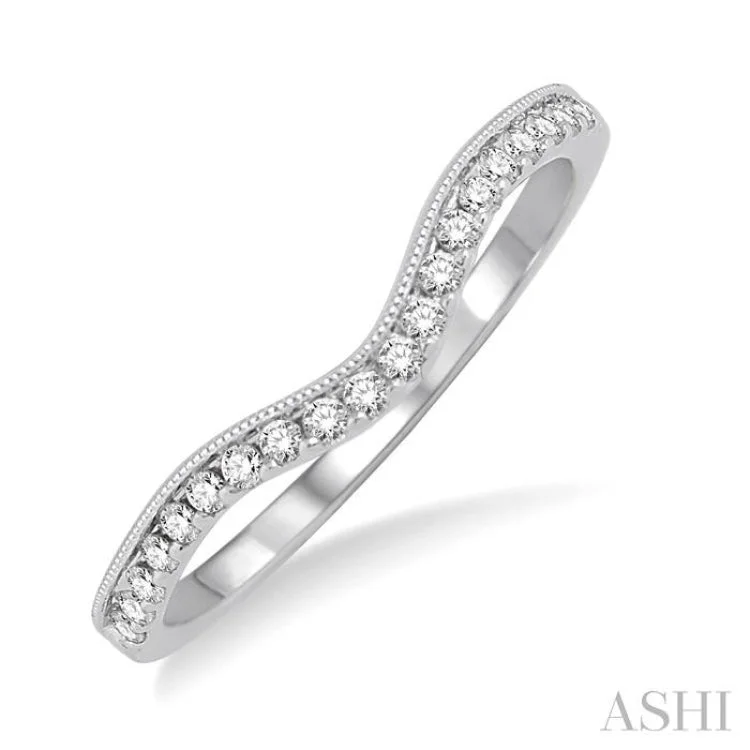 heart shaped rings for women-1/5 Ctw Round Cut Diamond Wedding Band in 14K White Gold