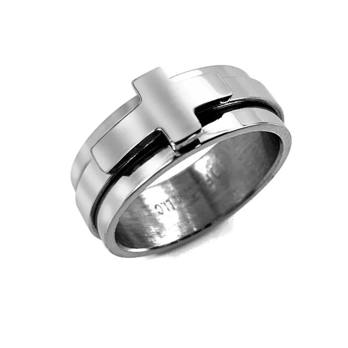 minimalist rings for women-Cross Spinner Ring