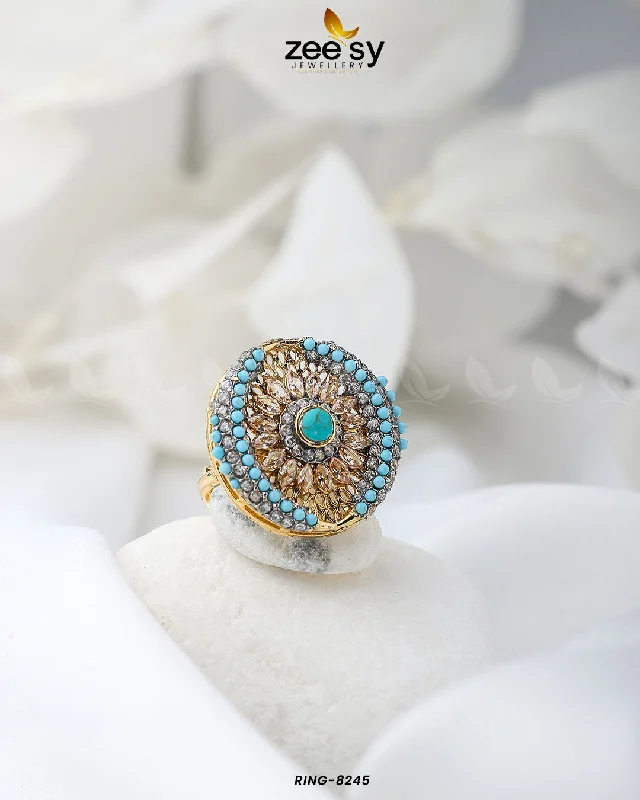 personalized rings for women-Zircon Cluster Ring-8245