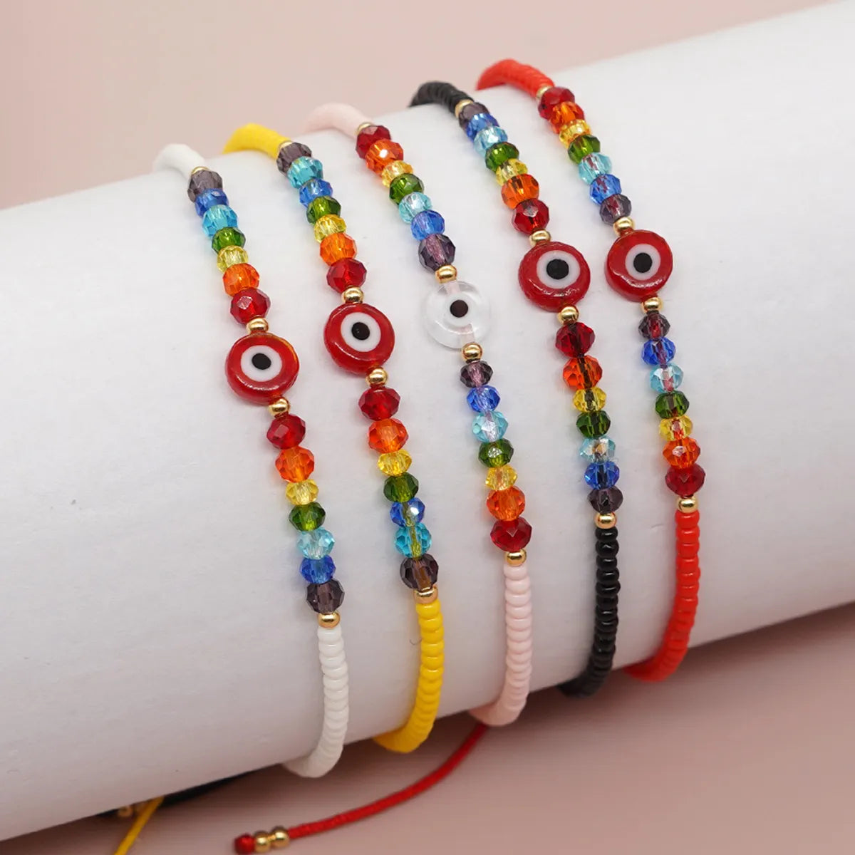 simple gold bracelets for women-Ethnic Style Bohemian Geometric Eye Glass Beaded Women's Bracelets